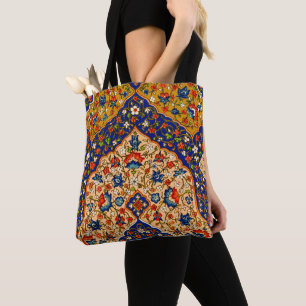 Tote Bag Vintage coloré Art floral persan