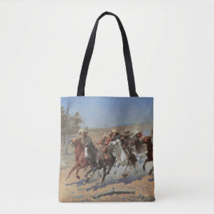 Tote Bag Vintage Cowboys, A Dash For Timber par Remington