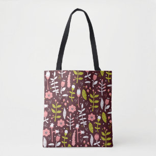 Tote Bag Vintage Doodle Floral sans couture Motif