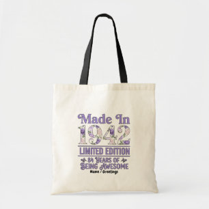 Tote Bag Vintage Fabriqué en 1942 Floral 84e Anniversaire I
