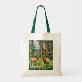 Tote Bag Vintage Forest Redwood Wildlife Elk Van Gogh Style