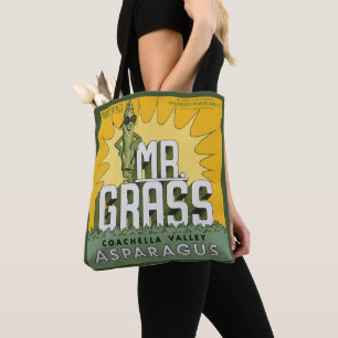 Tote Bag Vintage Fruit Crate Étiquette Art M. Grass Asparag