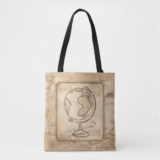 Tote Bag Vintage Globe. Géographie et histoire Cadeau de l' (Devant)