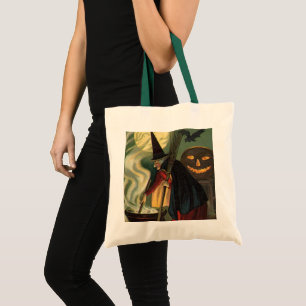 Tote Bag Vintage Halloween sorcière Stirring Magique Cauldr
