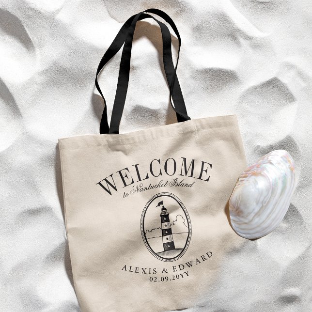 Tote Bag Vintage Lighthouse Custom Black Thème Bienvenue (Créateur téléchargé)