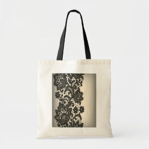 Tote Bag Vintage noir Dentelle beige Paris Mode