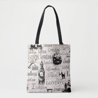 Tote Bag Vintage old newspaper paper London grunge collage 