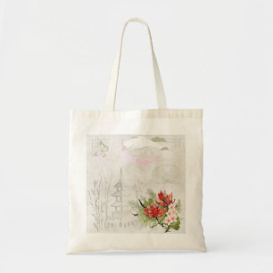 Tote Bag Vintage Pastel Illustration traditionnelle japonai