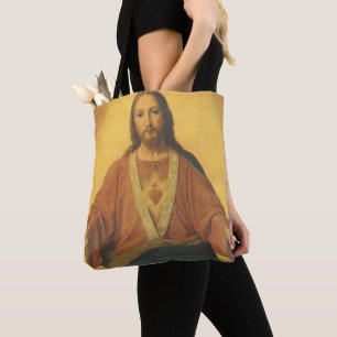 Tote Bag Vintage Religion, Sacré-Cœur de Jésus-Christ