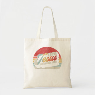 Tote Bag Vintage Rétro J'Aime Jésus Mais Je Cusse Un Petit 