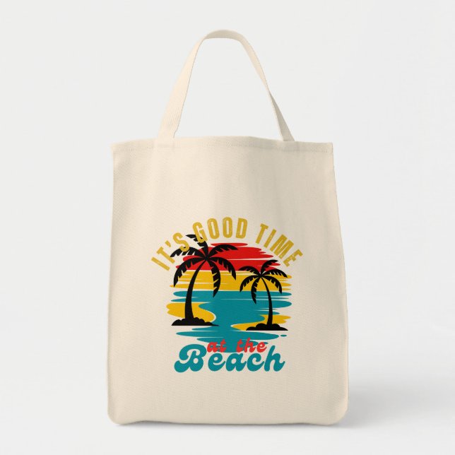 Tote Bag Vintage Retro Palm Nature Adventure Beach (Devant)