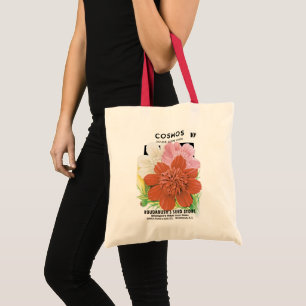 Tote Bag Vintage Seed Packet Art, Cosmos Garden Flowers