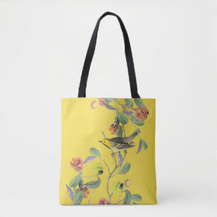 Tote Bag Vintage Songbird Pale Yellow