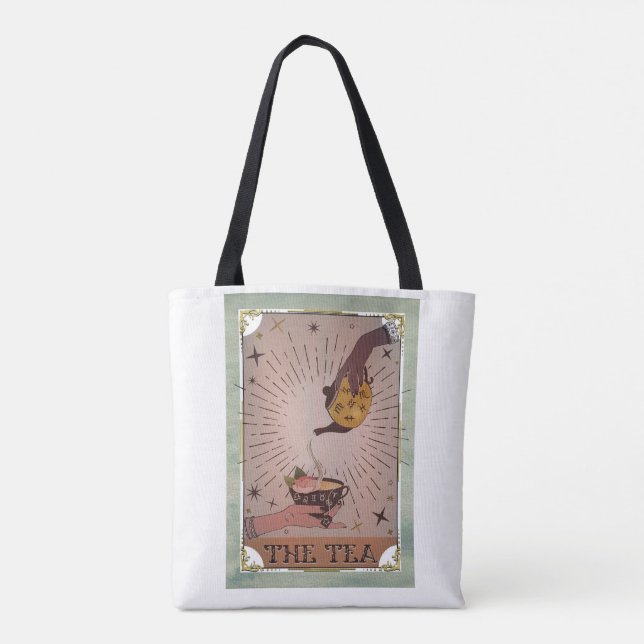 Tote Bag Vintage The Tea Tarot Witchy Kettle & Teacup (Dos)