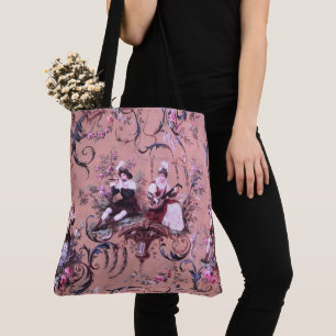 Tote Bag Vintage Toile rose Victorien Style Floral