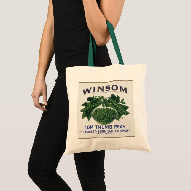 Tote Bag Vintage Végétal Can Étiquette Art, Winsom Peas (Devant (produit))