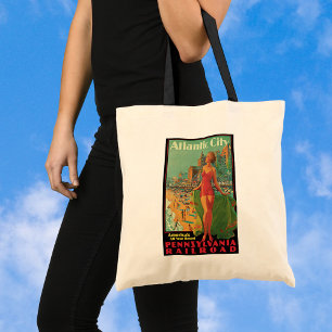 Tote Bag Vintage voyage, Atlantic City Resort Beach Blonde