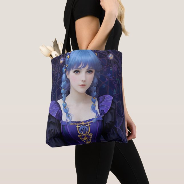 Tote Bag Violet le mignon foncé académique fille Imaginaire (De près)