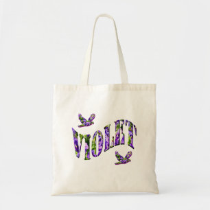 Tote Bag Violet, Nom De Filles Fabriqué Avec Des Pansies Vi