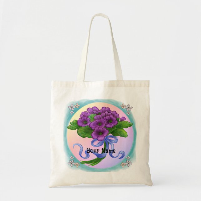 Tote Bag Violets fleurs Bouquet (Devant)