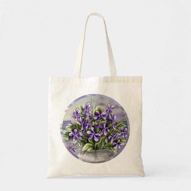 Tote Bag violettes dans un bocal de lune (Devant)