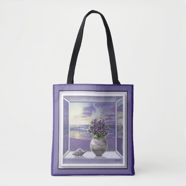 Tote Bag violettes dans un bocal de lune (Devant)