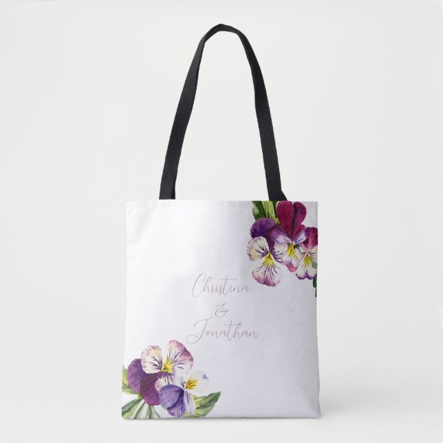 Tote Bag Violettes d'aquarelle romantique (Devant)