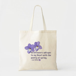 Tote Bag Violettes Pied d'Oiseau Fleurs Sauvages Citation