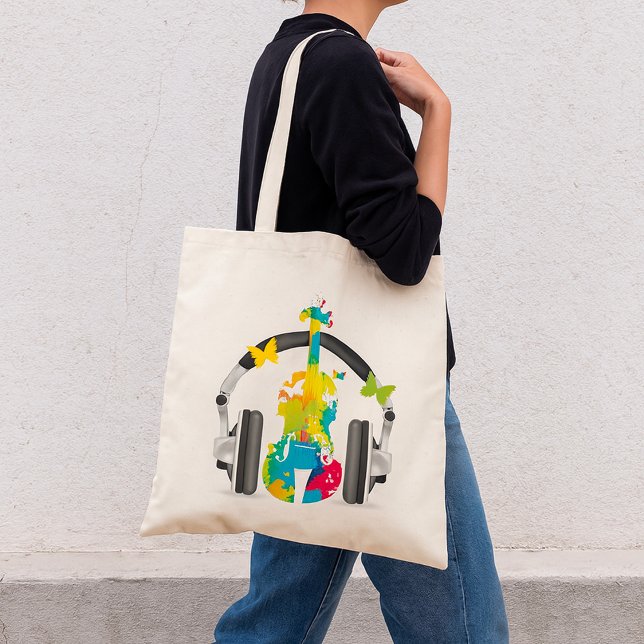 Tote Bag Violon Abstrait avec casque et musique (Créateur téléchargé)