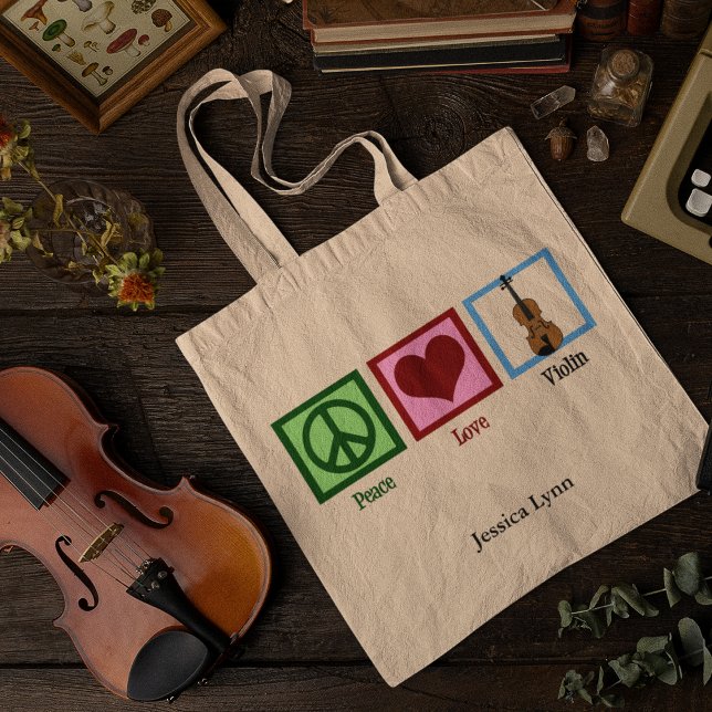 Tote Bag Violon d'amour de la paix mignon violoniste person (Créateur téléchargé)