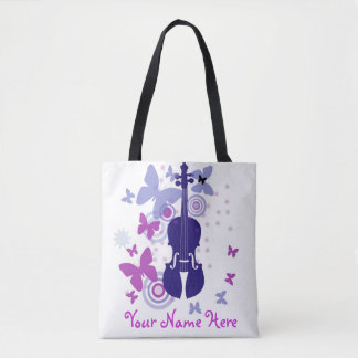 Tote Bag Violon Flutter Fourre-tout avec votre propre nom