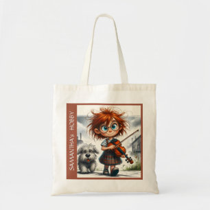 Tote Bag Violon Musique Fille école passe-temps peinture co