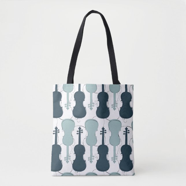 Tote Bag Violon ou Viola Chaîne Instrument Musique Thème Bl (Devant)