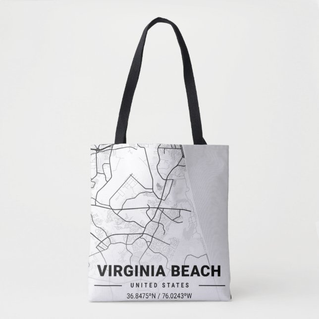 Tote Bag Virginia Beach Virginia USA Travel City Carte (Devant)