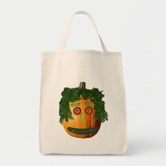 Tote Bag Visage Citrouille non coupé (Devant)