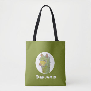 Tote Bag Visage d'alpaca mignon en art