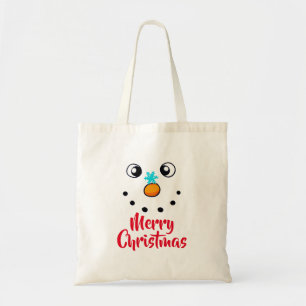 Tote Bag Visage de Bonhomme de Neige Festif Joyeux Noël