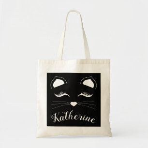 Tote Bag Visage de chat noir et blanc