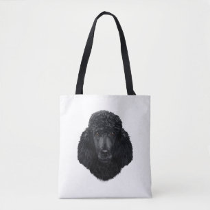 Tote Bag Visage de chien de caniche noir