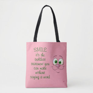 Tote Bag Visage de lapin, w/quote sur fourre-tout