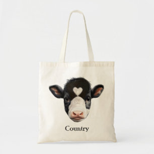 Tote Bag Visage de vache noire et blanche