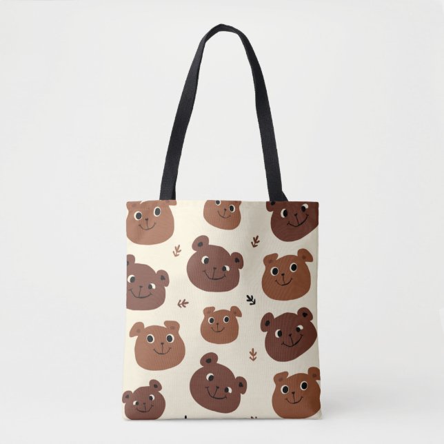 Tote Bag Visage drôle d'ours (Devant)