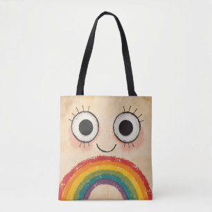 TOTE BAG VISAGE HEUREUX ARC-EN-CIEL