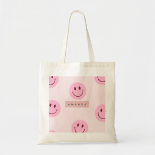 Tote Bag Visage Sourire Rose Pastel Personnalisé