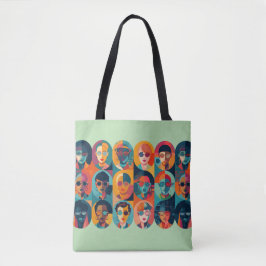 Tote Bag Visages audacieux et colorés célébrant l'individua