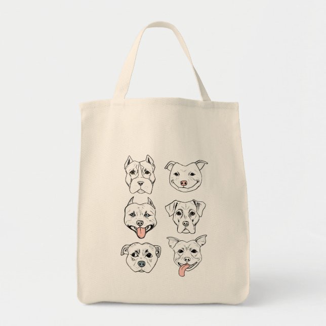 Tote Bag Visages mignons de chien de Pitbull (Devant)
