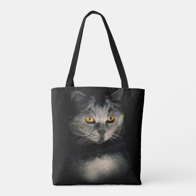 Tote Bag Vision du chat | Chat gris | Yeux de chat (Dos)