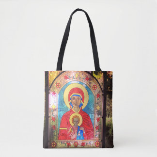 Tote Bag Vitrail orthodoxe Mère Marie, Jésus Fourre-tout