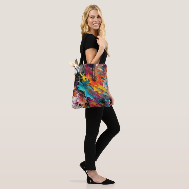 Tote Bag Vivid Chaos Splash Graffiti (Sur le modèle)