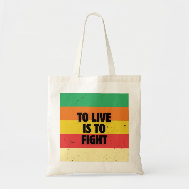 Tote Bag Vivre, c'est combattre - Retro Stripes Inspiration (Devant)